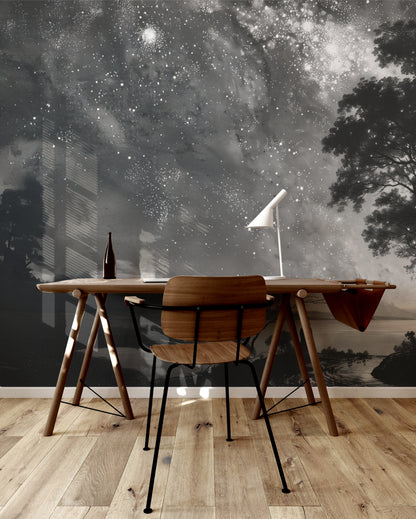Midnight Sky Harmony deep navy starry night peel and stick wallpaper