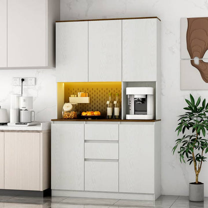 Modern Kitchen Pantry Cabinet with Led Lighting