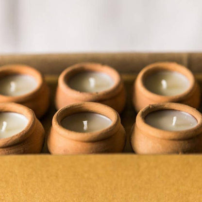 Handmade Terracotta Beeswax Tea Light Candles - Box of 10