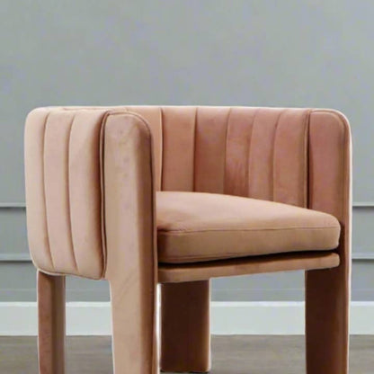 Olivia Channel Tufted Dining Armchair in Blush