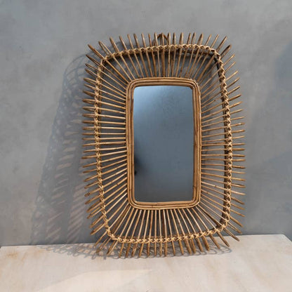 Handwoven Cane Mirror