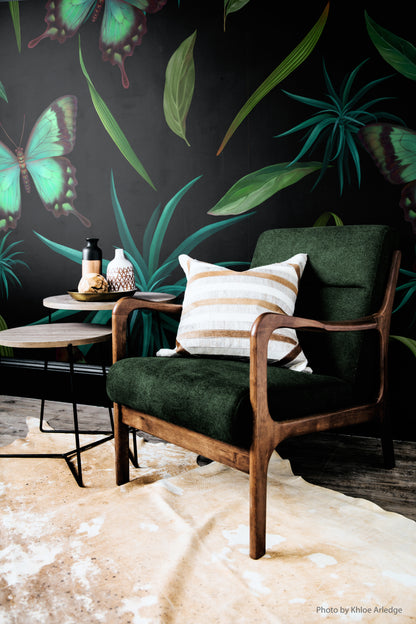 Tropical Midnight Glow with Butterflies