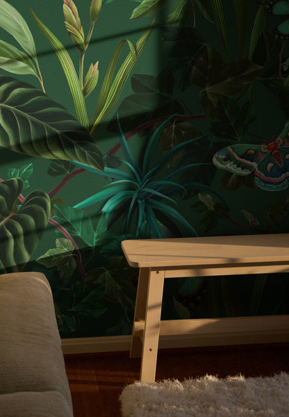 Dark Jungle with Butterflies