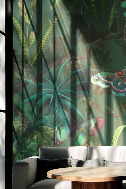 Dark Jungle with Butterflies