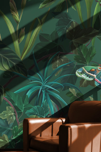 Dark Jungle with Butterflies
