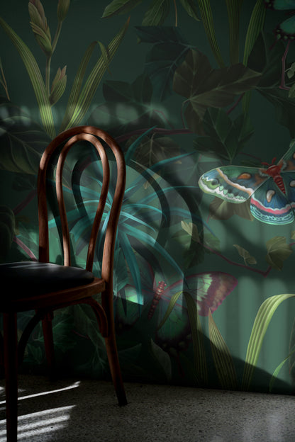 Dark Jungle with Butterflies