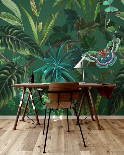 Dark Jungle with Butterflies