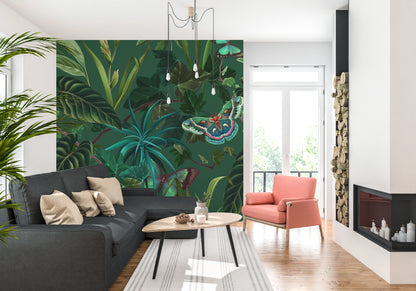 Dark Jungle with Butterflies