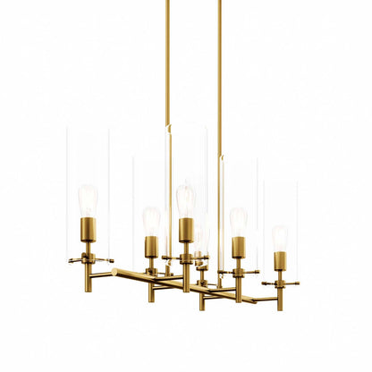 Honeyed Skylark chandelier, gold amber 6-light dining room light