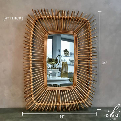 Handwoven Cane Mirror