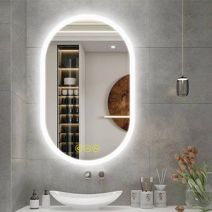 20x32" Oval Frameless Led Anti-Fog Dimmable Bathroom Mirror