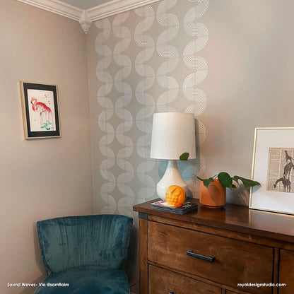 Sound Waves Modern Wall Stencil