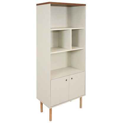 Mid-Century Modern 5-Shelf Bookshelf with Storage Cabinet