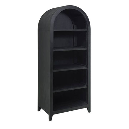 Conrad Kettle Matte Black Wood 68" Tall Arched Bookcase