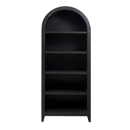 Conrad Kettle Matte Black Wood 68" Tall Arched Bookcase