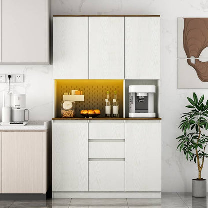 Modern Kitchen Pantry Cabinet with Led Lighting