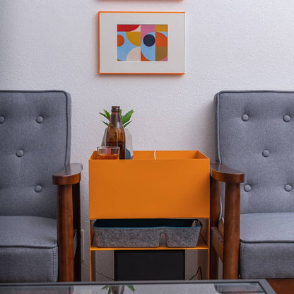 Quad Rolling Side Table/Cart-Orange
