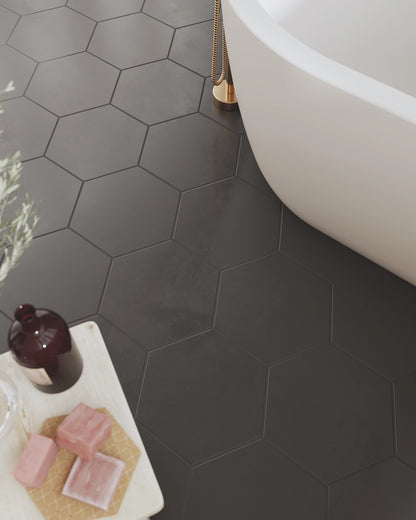 Onyx 9"x10" Porcelain Hexagon Floor & Wall Tile