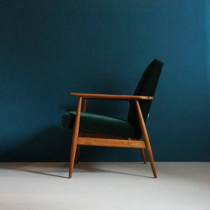 Vintage Armchair from Mid Century, Green Velvet Upholstery,