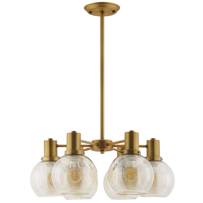 Echo Radiance Amber Glass & Brass Chandelier