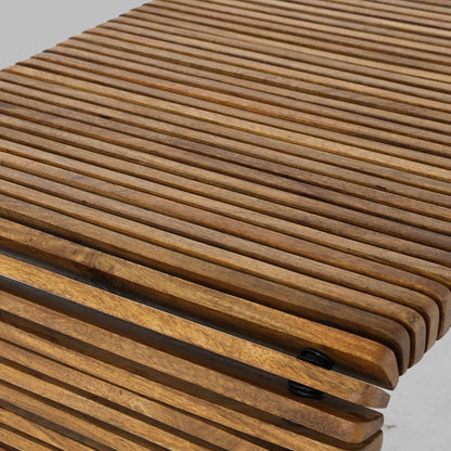 Sterling Modern Slatted Wood Rectangular Coffee Table