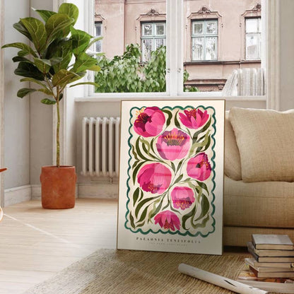 Summer Peony, Art Print, Neutral Print, Hand Drawn, Quirky