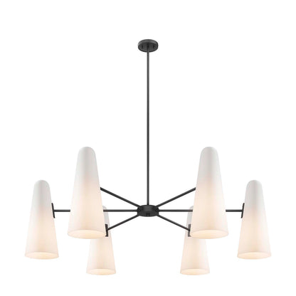 Frosted Coal Stellar chandelier, matte black frosted 6-light ceiling light