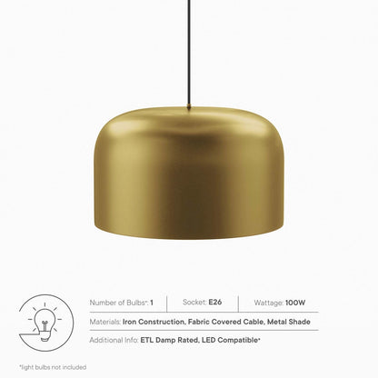 Brushed Gold Avenue 1-Light Pendant Light
