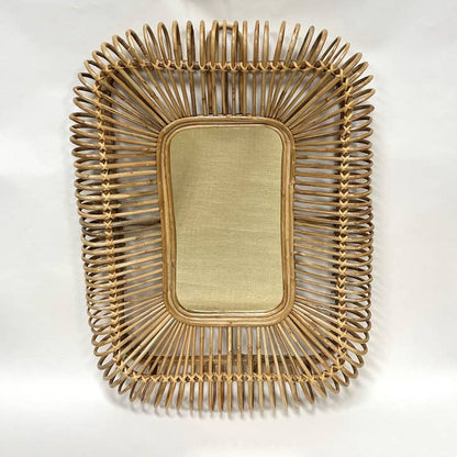 Handwoven Cane Mirror