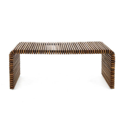 Sterling Modern Slatted Wood Rectangular Coffee Table