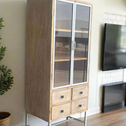 Alina 2 Doors Glass Tall Accent Cabinet