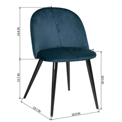 Modern Velvet Dining Chair - Navy Blue with Black Legs
