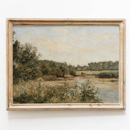 Vintage Classic Landscape View | Muted Stream Art Print L110
