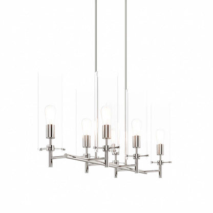 Silver Skylark chandelier, silver 6-light contemporary dining room fixture