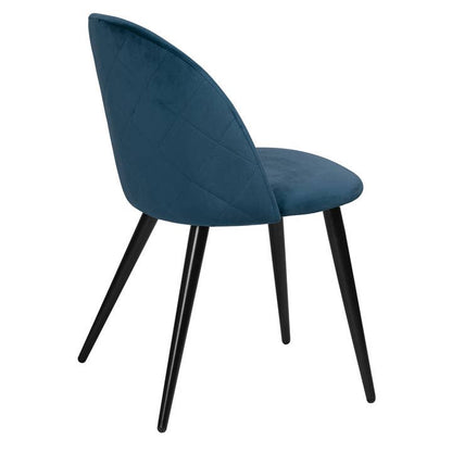 Modern Velvet Dining Chair - Navy Blue with Black Legs