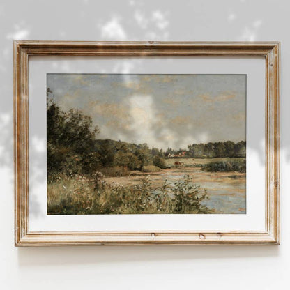 Vintage Classic Landscape View | Muted Stream Art Print L110