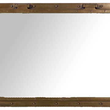 34"x24" Rectangular Porthole Mirror Antique Brass Finish