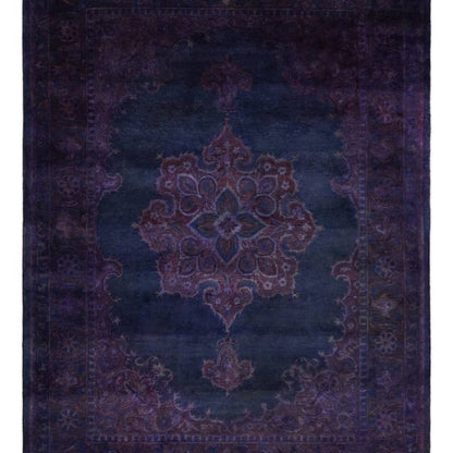 3x5, 5x8 and 8x11 Blue and Purple Plum Handmade Overdyed Rug