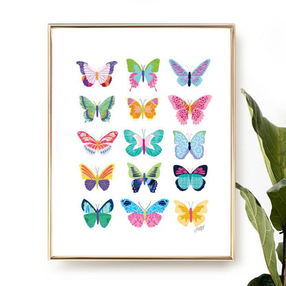 Colorful Butterflies Collage - Art Print