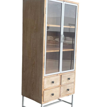 Alina 2 Doors Glass Tall Accent Cabinet