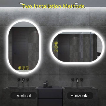 20x32" Oval Frameless Led Anti-Fog Dimmable Bathroom Mirror
