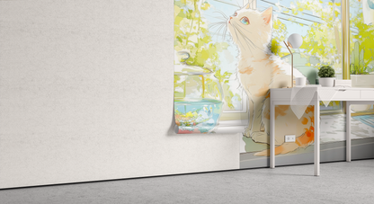 Whimsical Cat by Blooming Window